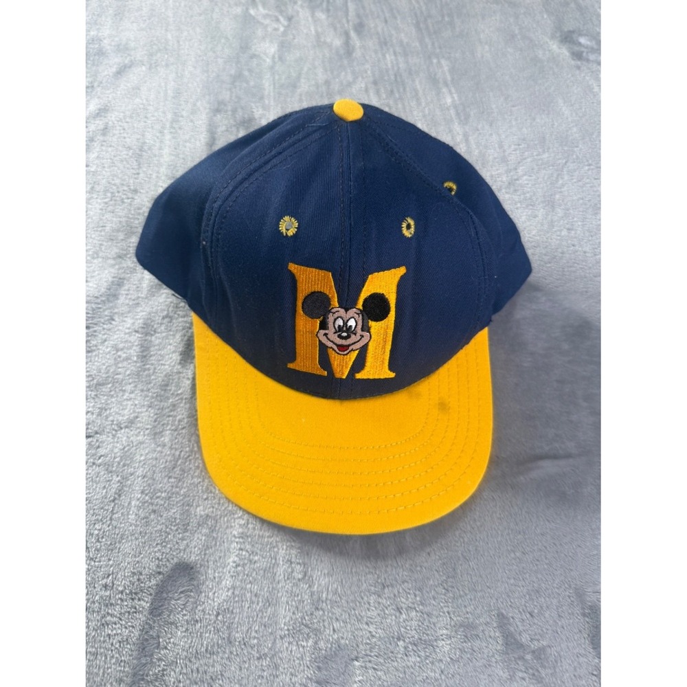 80s 90s Disney Mickey Mouse Snapback Hat Blue Yellow Green Underbill USA OS Mens